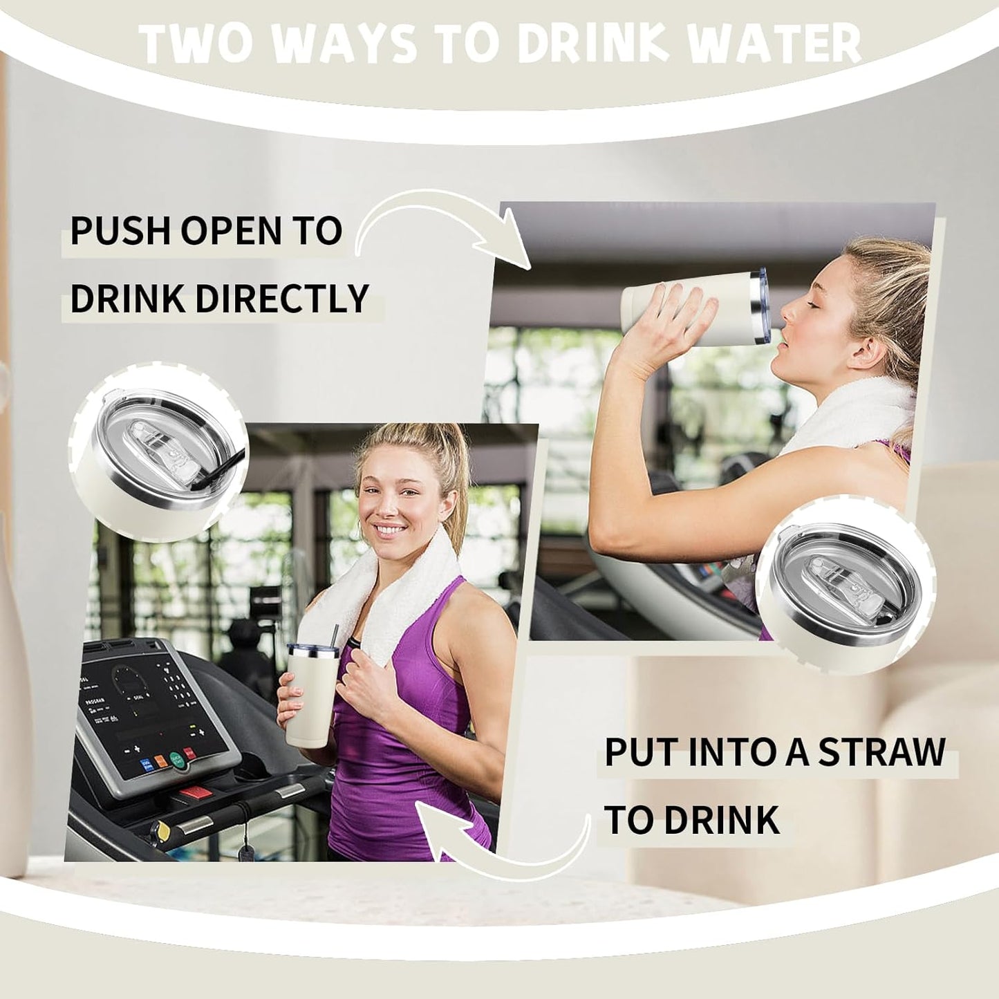 20 oz Tumbler with Lids and Straws, Stainless Steel Insulated Coffee Tumbler, Double Wall Vacuum Insulated Travel Mug Cup, Leakproof Thermal Coffee Cup for Hot and Cold Drinks (cream)