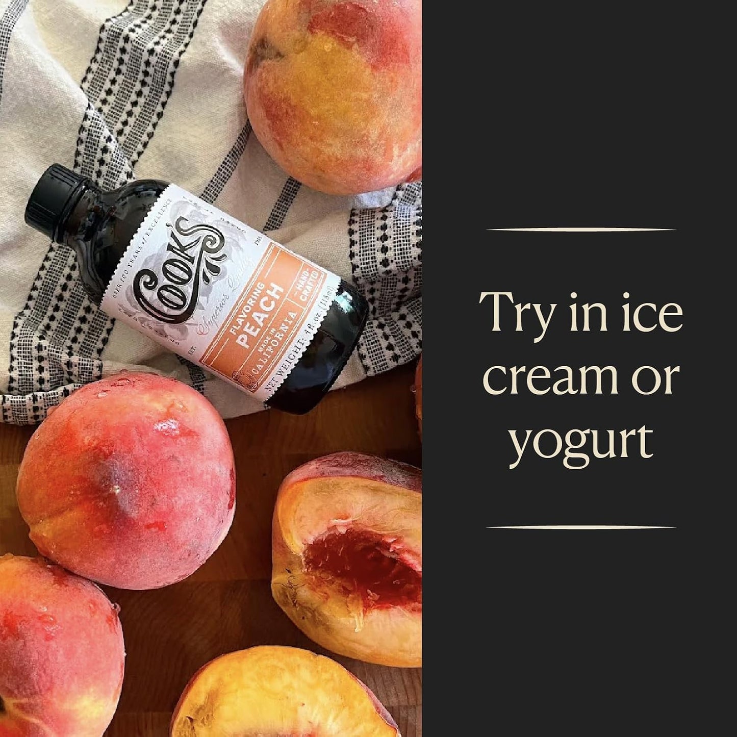 Cook's, Peach Flavoring for Baking, Preserves, Ice Cream, Jam, Cakes, 4oz