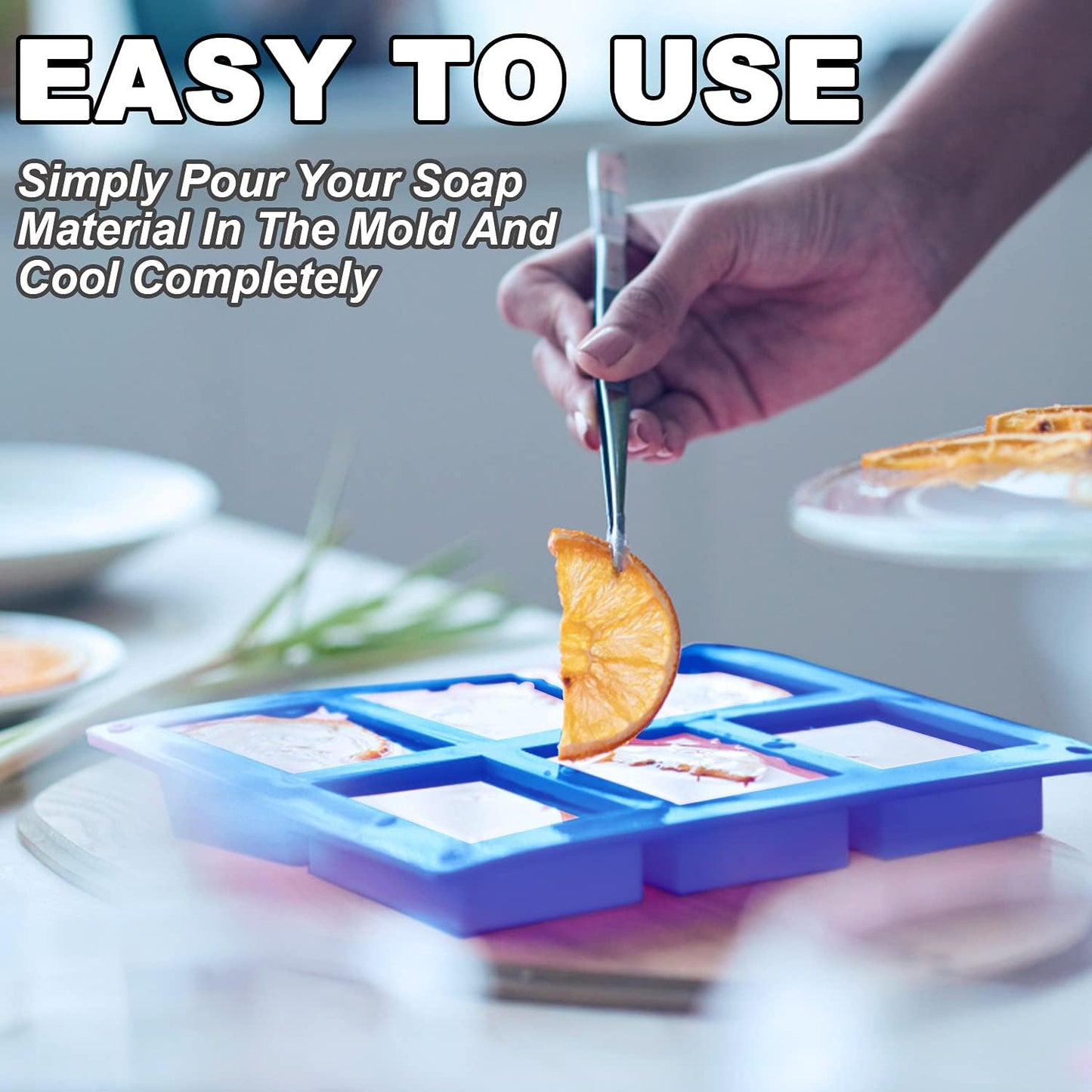 3 Pack Silicone Soap Molds, 6 Cavities Rectangle Silicone Mold, Great for Homemade Craft Soap Mold, Chocolate, Cake Molds ＆ Ice Cube Tray - Just Pop Out（Pink & Blue & Purple）