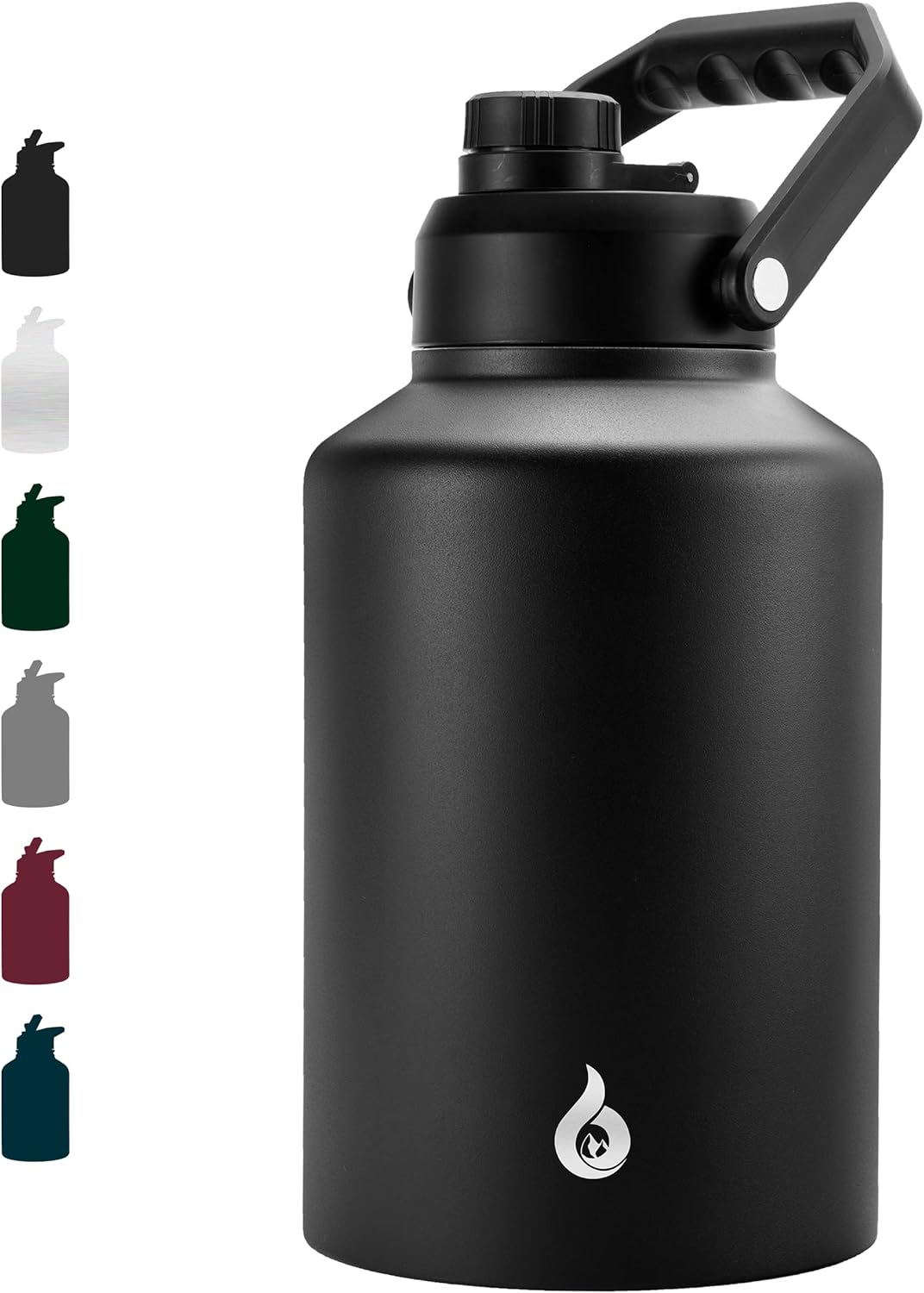 BJPKPK One Gallon(128 oz) Insulated Water Bottle, Dishwasher Safe Stainless Steel Thermos, BPA Free Jug with Ergonomic Handle & Anti-slip Bottom, Large Water Bottle, Black