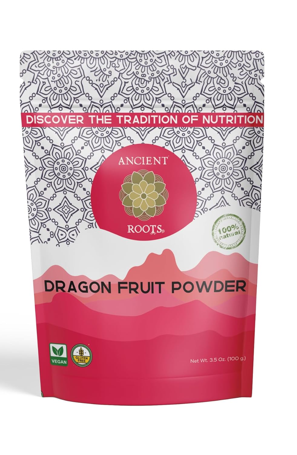 Ancient Roots Dragon Fruit Powder - Natural Food Coloring, Flavoring Powder, Baking Powder, Pitaya Powder for Smoothie, Filled with Antioxidants, 25 Servings (3.5 ounces)