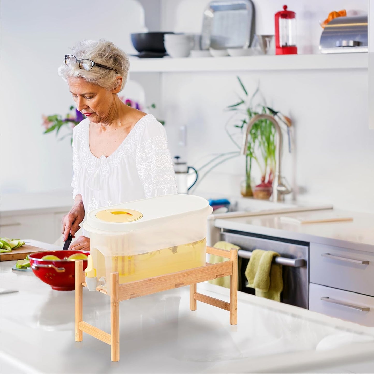 ZPirates Water Dispenser Stand - Holder for Drink Dispensers/Pitchers for Countertops, Lemonade Stands, Parties - Sturdy, Long-lasting Natural Bamboo