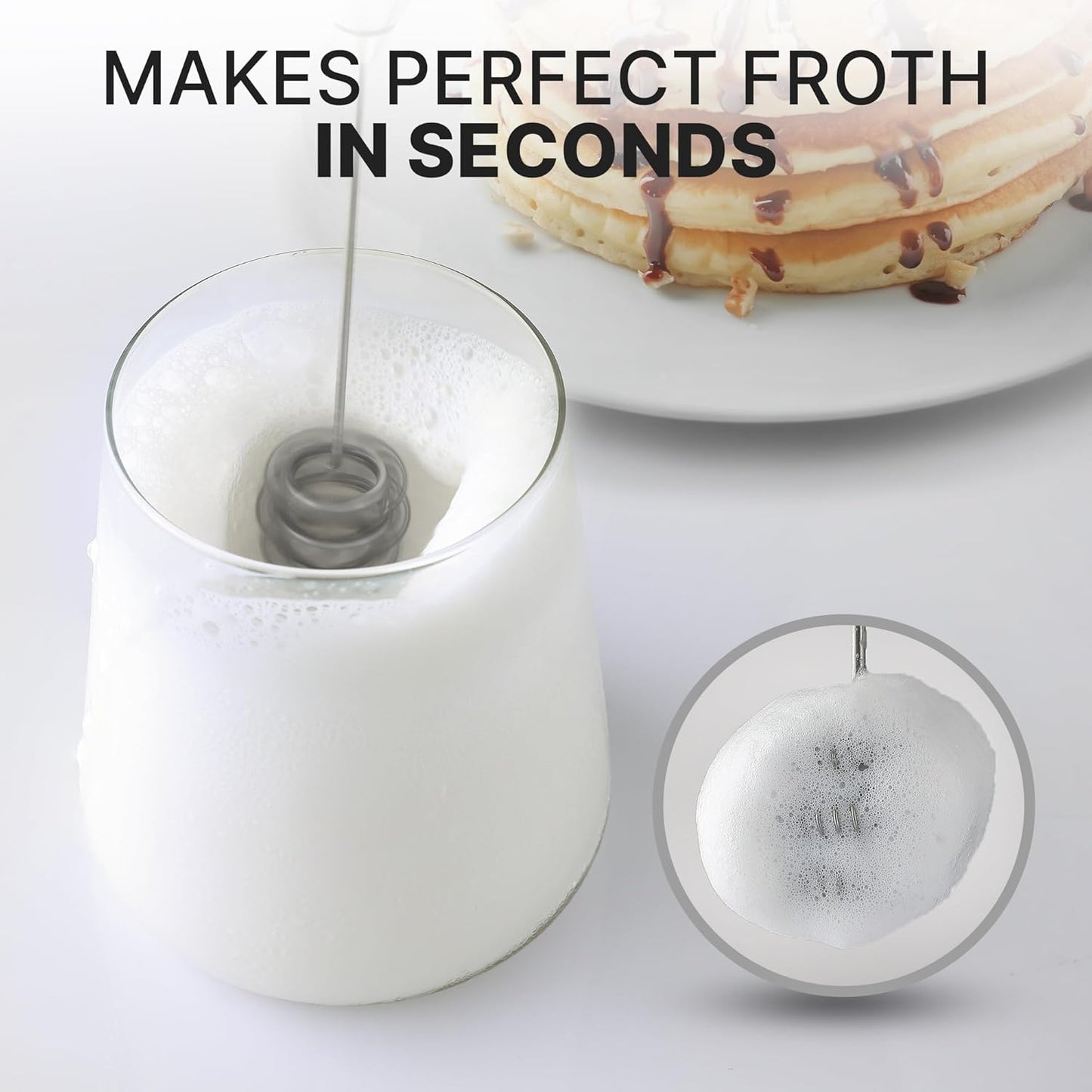 Zulay Kitchen Tornado Milk Frother Handheld Wand – Electric Coffee Frother with Triple Whisk & Stand – Hand Held Drink Mixer for Latte, Cappuccino, Matcha, Hot Chocolate, Protein Shakes – Black