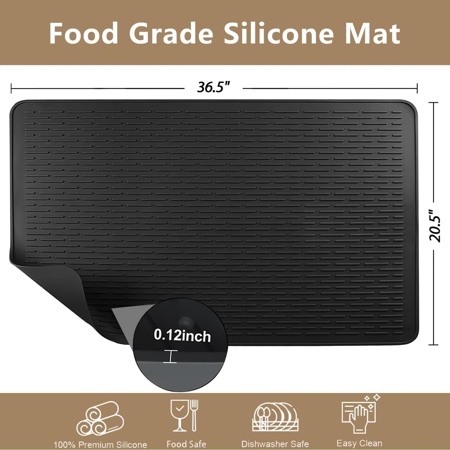 Golener Silicone Stove Cover - 36.5" x 20.5" Electric Stove Protector, Food Grade, Foldable, Easy Clean, Heat-resistant Silicone Mat for Glass, Black