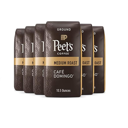 Peet's Coffee, Medium Roast Ground Coffee - Café Domingo 63 Ounces (6 Bags of 10.5 Ounces)