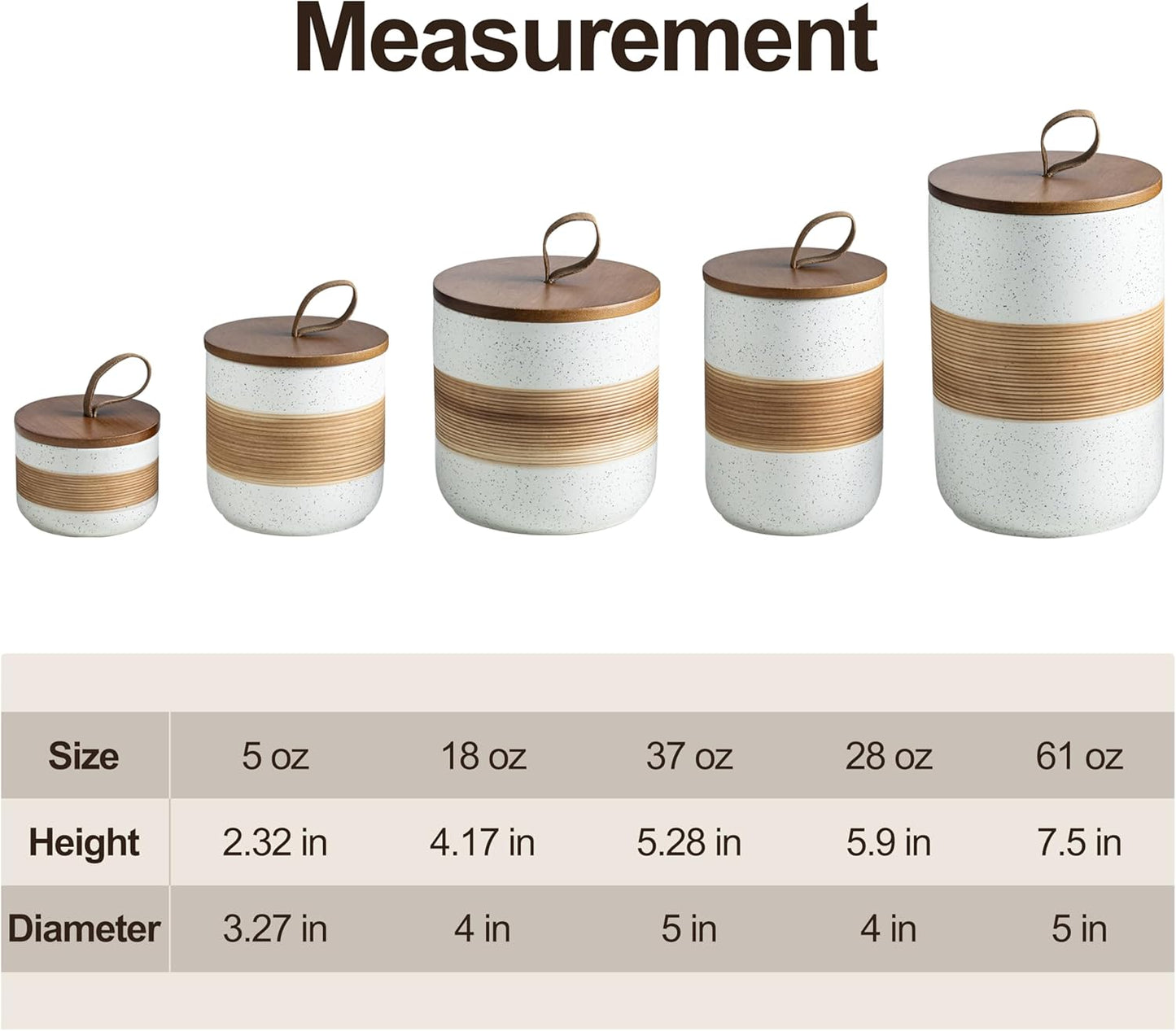 Ceramic Jar with Lid, Coffee Container Kitchen Food Storage Jars for Spice Sugar Tea Bag, Stackable Decorative Jars for Countertop, White & 18 fl.oz