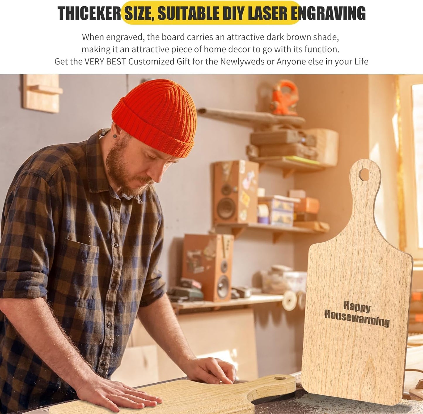 Lounsweer 6 Pcs Thicken Cutting Board Bulk Wood Board for Chopping Serving Charcuterie Material for Laser Engraving Mother' Day Wedding Housewarming Gift