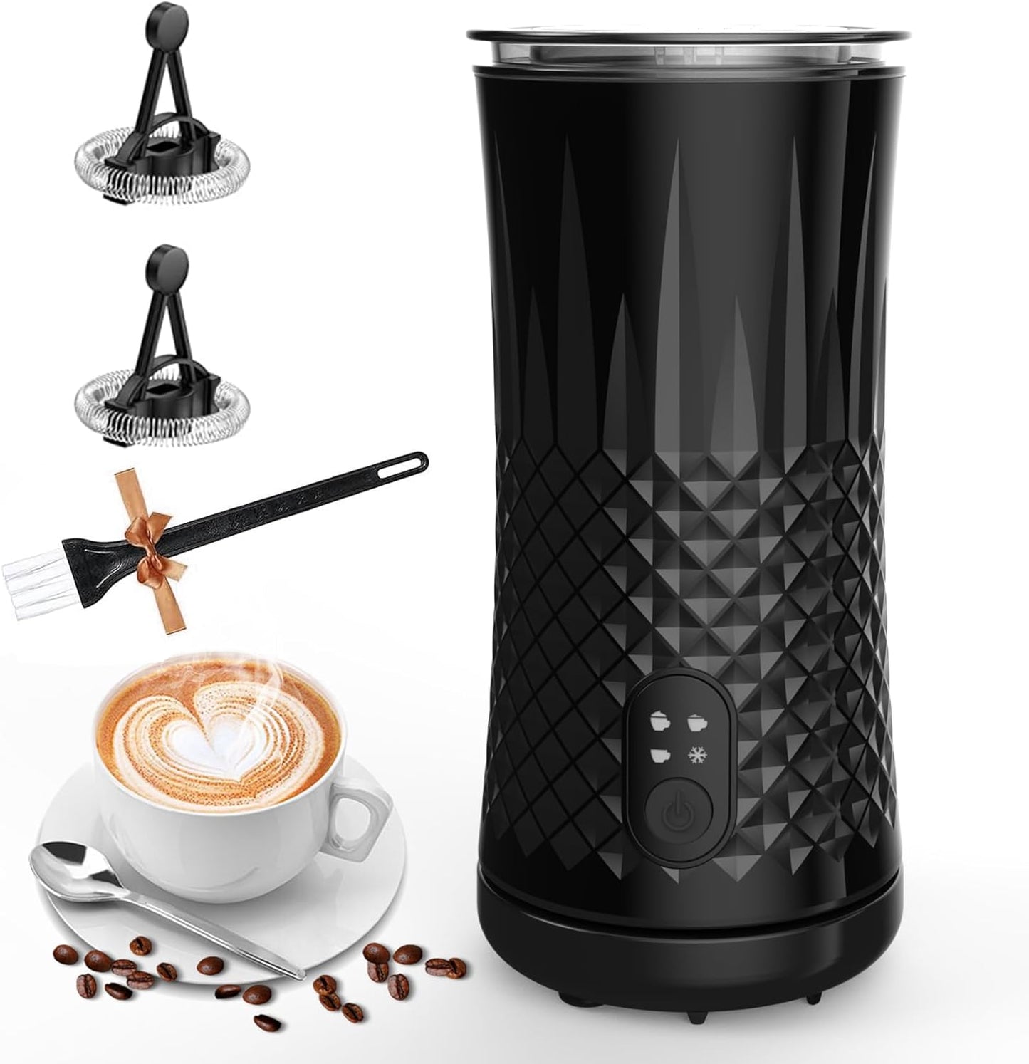 Milk Frother, Ausyle 4-in-1 Electric Milk Frother and Steamer, Non-Slip Stylish Design, Hot & Cold Milk Steamer with Temperature Control, Auto Shut-Off Frother for Coffee, Latte, Cappuccino, Macchiato