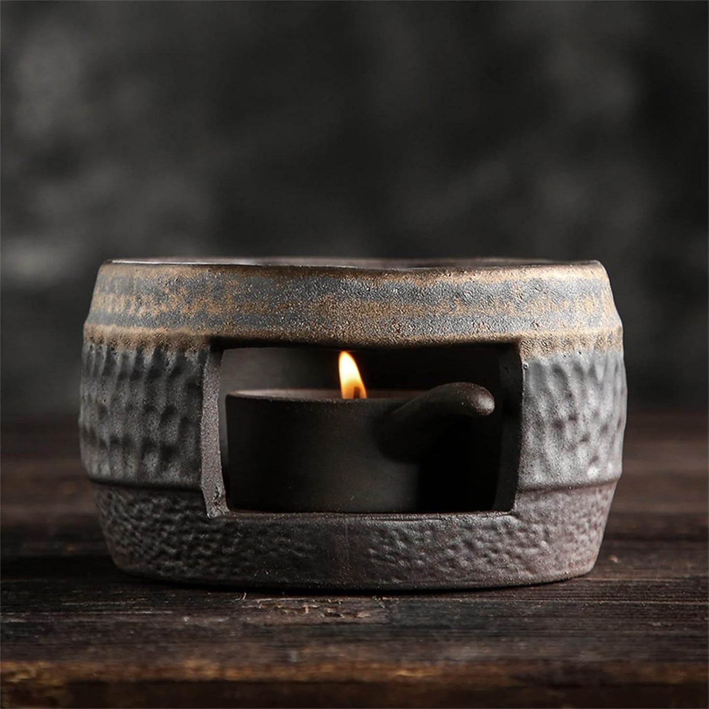 Teapot Warmer Matte Classic Retro Ceramic Universal Tea Warmer Stand Set with Candle Holder Japanese Style for Warming Tea, Coffee and Milk etc.