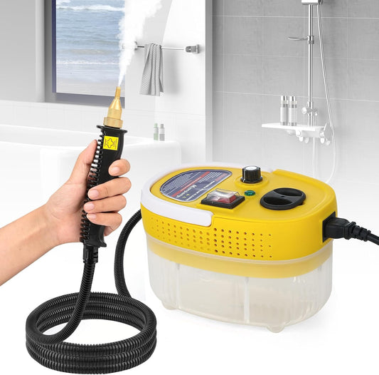 Moongiantgo Handheld Steam Cleaner, 2500W High Pressure Steamer for Cleaning, Portable Pressurized Cleaning Machine for Home Kitchen Car Detailing Grout Tile Bathroom with 1200ml Water Tank (Yellow)
