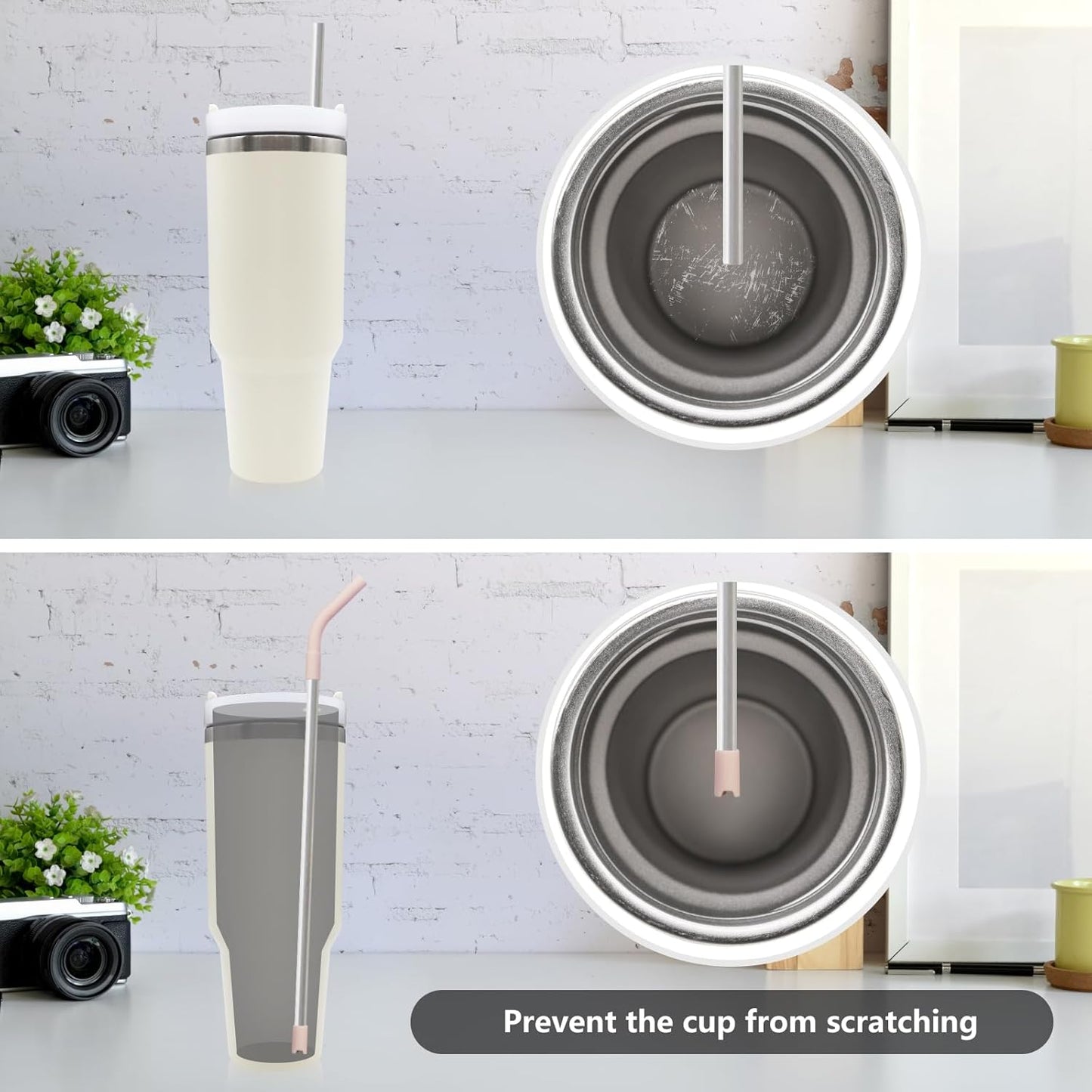 18 Pcs 8mm Silicone Straw Tips and Pedestals Reusable Food Grade Rubber Straw Tips for Metal Straws Replacement Flex Elbow Silicone Straw Covers for Stanley Cup Tumbler Fit for 8-10mm Diameter Straws