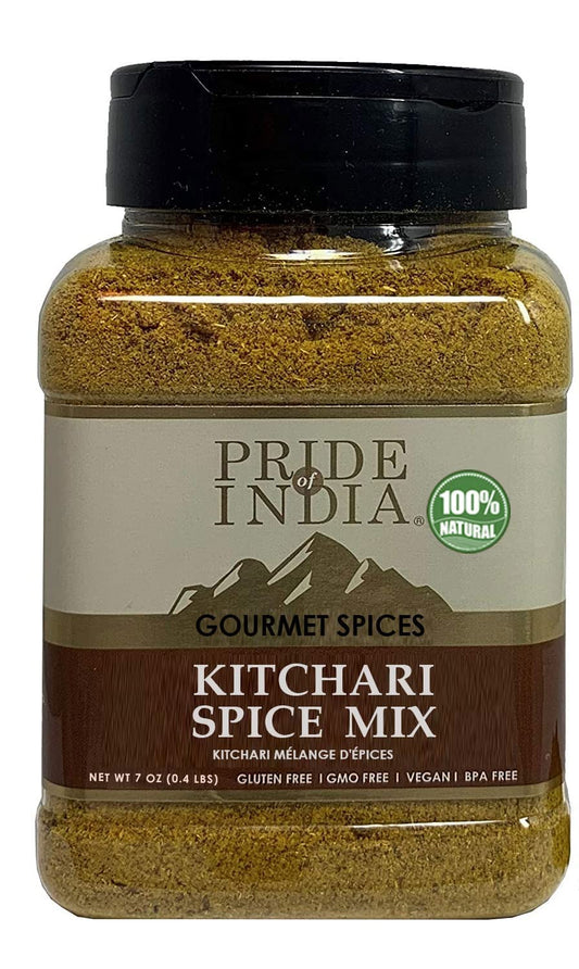 Pride Of India - PACK of 6 - Kitchari Spice Seasoning – Made with Authentic Indian Spices – Good for Health Cleanse & Diet – Easy to Use – 7 oz. Medium Dual Sifter Jar