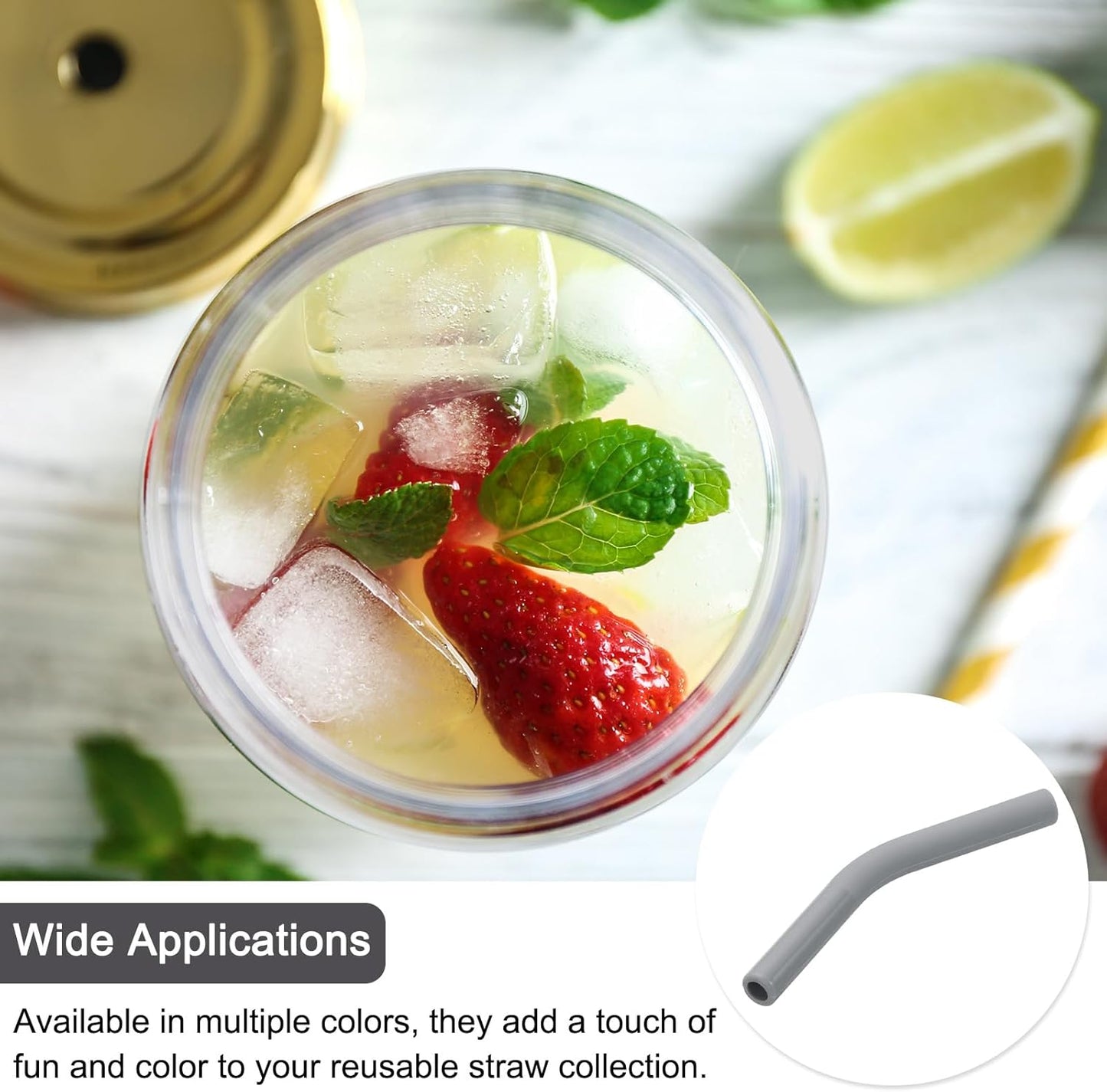 uxcell 12Pcs Silicone Straw Tips, Silicone Straw Elbows Tip, Soft Reusable Metal Straw Covers Fit for 6mm/0.24" OD Stainless Steel Straws, Grey