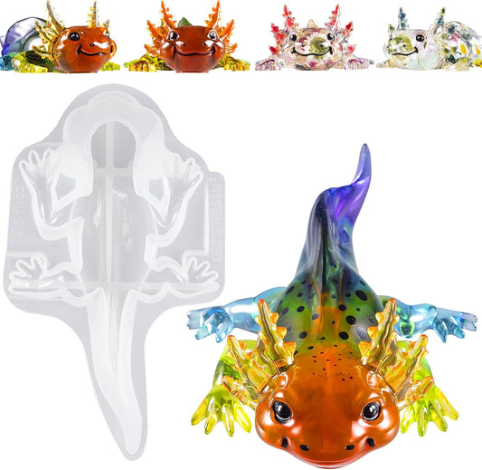 Let's Resin Large Axolotl Resin Molds Silicone, 3D Detailed Animal Silicone Molds, Flexible Effortless Demoldable Epoxy Resin Molds, Thickened Deep Epoxy Molds for Art Crafts, Gift, and Home Decor