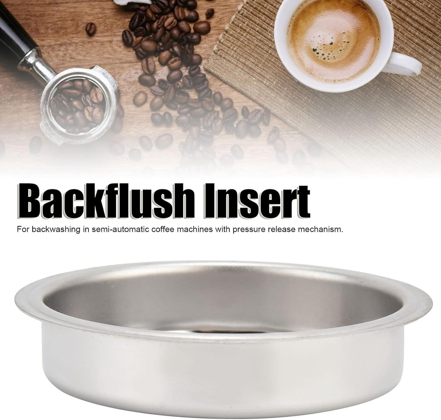 Coffee Machine Inserts, 51mm Stainless Steel Back Flush Insert Metal Blind Filter Coffee Blind Filter for Espresso Machine