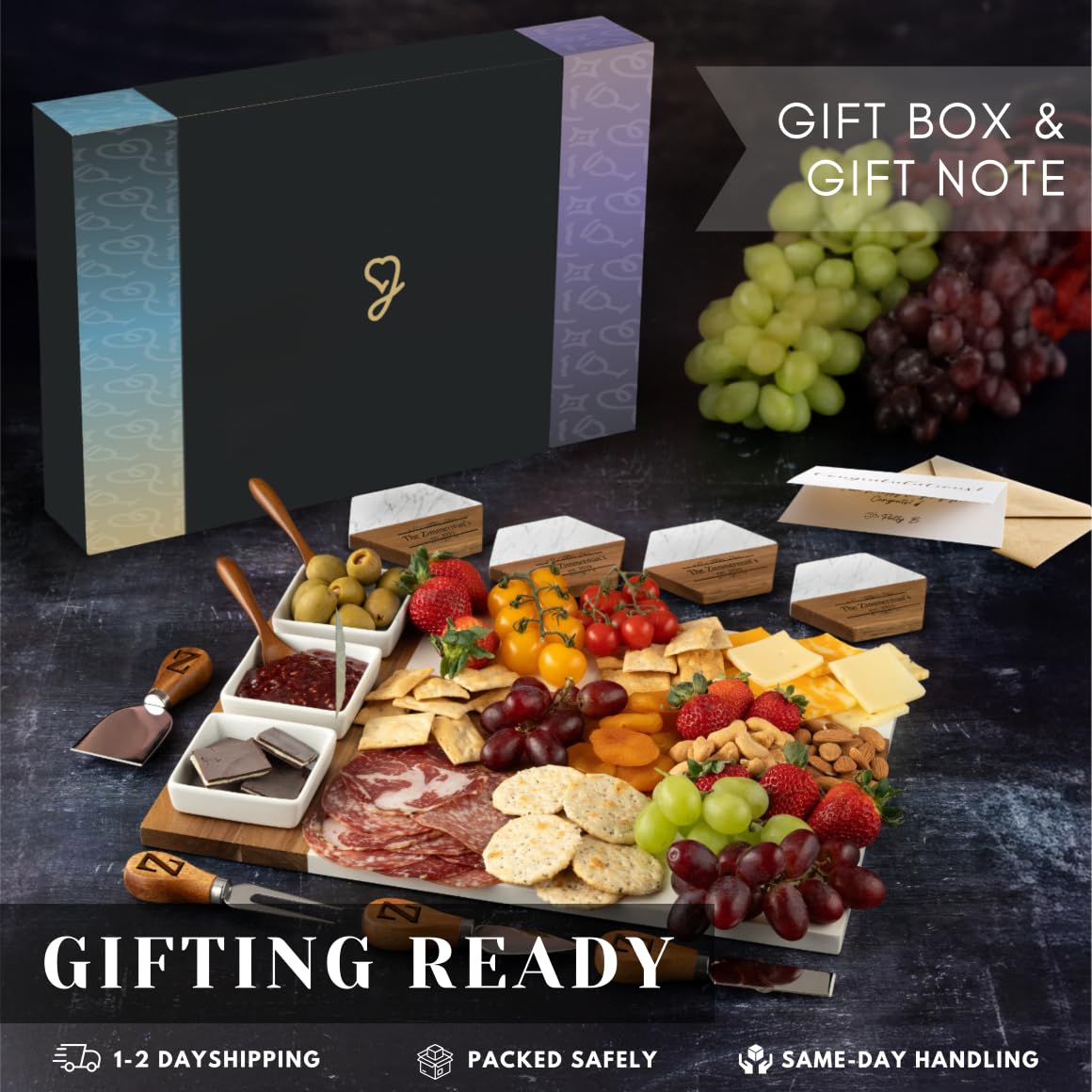 Personalized Charcuterie Board, Marble Cheese Boards for Bridal Shower Gifts, Perfect Housewarming Gifts for Couples, Custom Wedding Gifts, New Home Gift Best for Women