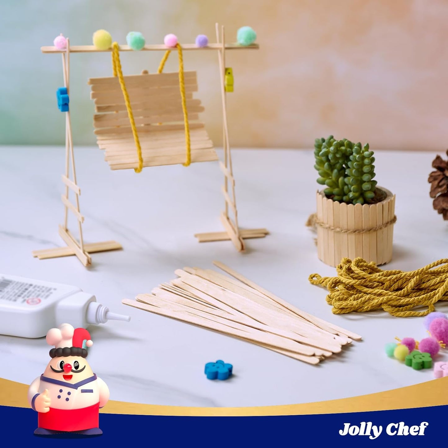 JOLLY CHEF 1000 Count Wood Coffee Stirrers, 7 inch Birch Coffee Stir Sticks, Wooden Sticks for Coffee, Tea and Beverage