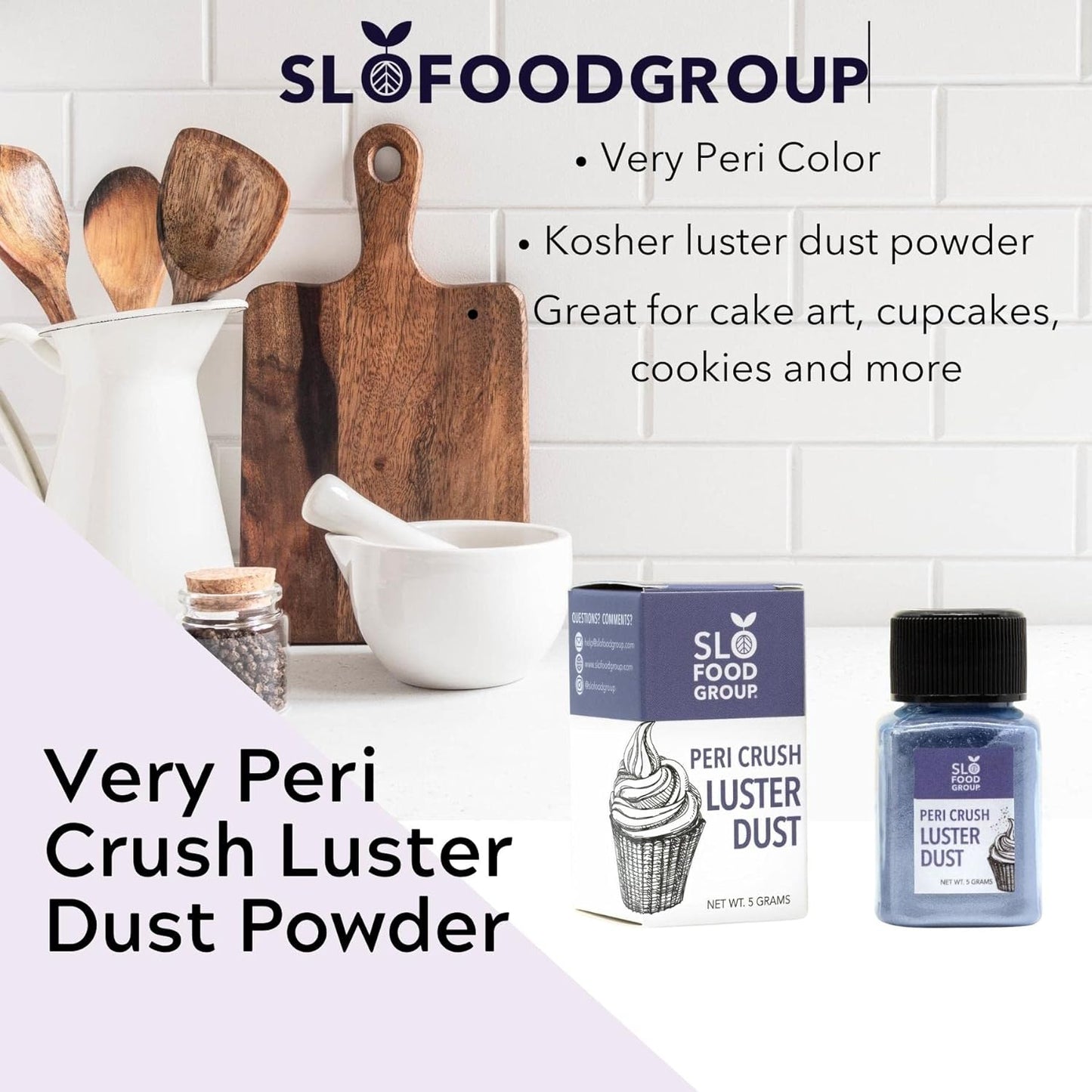 Slofoodgroup Very Peri Luster Dust| Very Peri Colored Edible Glitter, 5 Gram Bottle