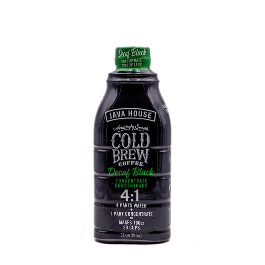 JAVA HOUSE Cold Brew Coffee, Decaf Colombian 4:1 Liquid Concentrate, 32 Ounce Bottle