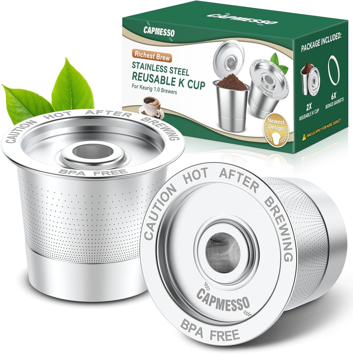 2 Pack Reusable K Cups Coffee Pods for Keurig 1.0: Stainless Steel Refillable K Cup - Reusable Coffee Filter for Keurig 1.0 Coffee Maker, Permanent, Eco-Friendly, Innovative Design