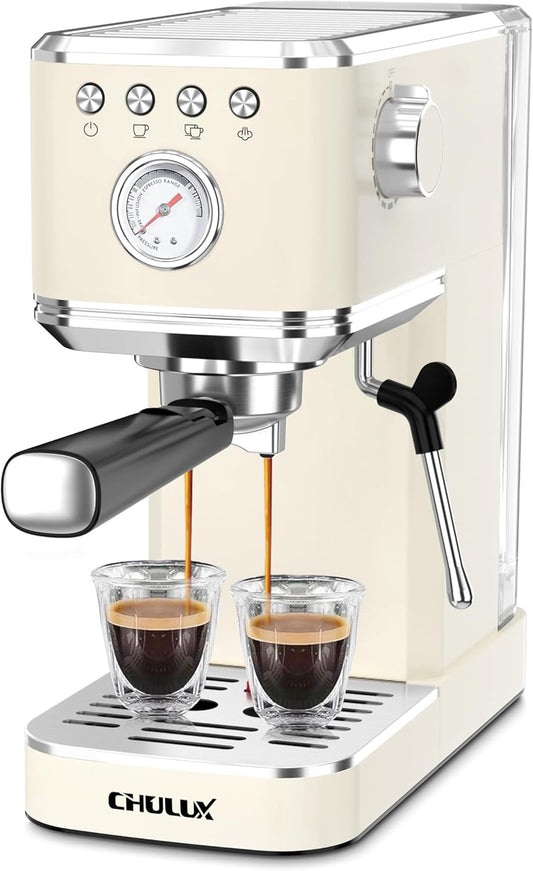 CHULUX Slim Espresso Machine with Milk Frother Steam Wand, 20 Bar Professional Italian Pump Espresso Coffee Machine for Home Cappuccino & Latte Maker, Creamy
