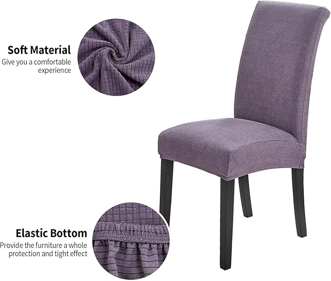 Joccun Chair Covers for Dining Room Set of 4,Dining Chair Slipcovers Stretch Dining Room Chair Covers Seat Protector,Washable Parsons Chair Cover for Home,Hotel(Grapeade,4 Pack)