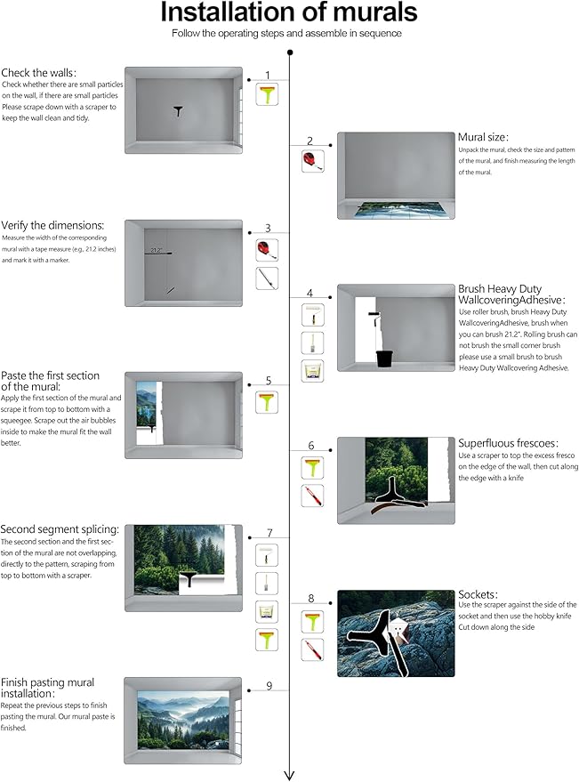 Misty Pine Forest Wallpaper Mountain Peaks Landscape Landscape Wall Mural (Not Peel and Stick)