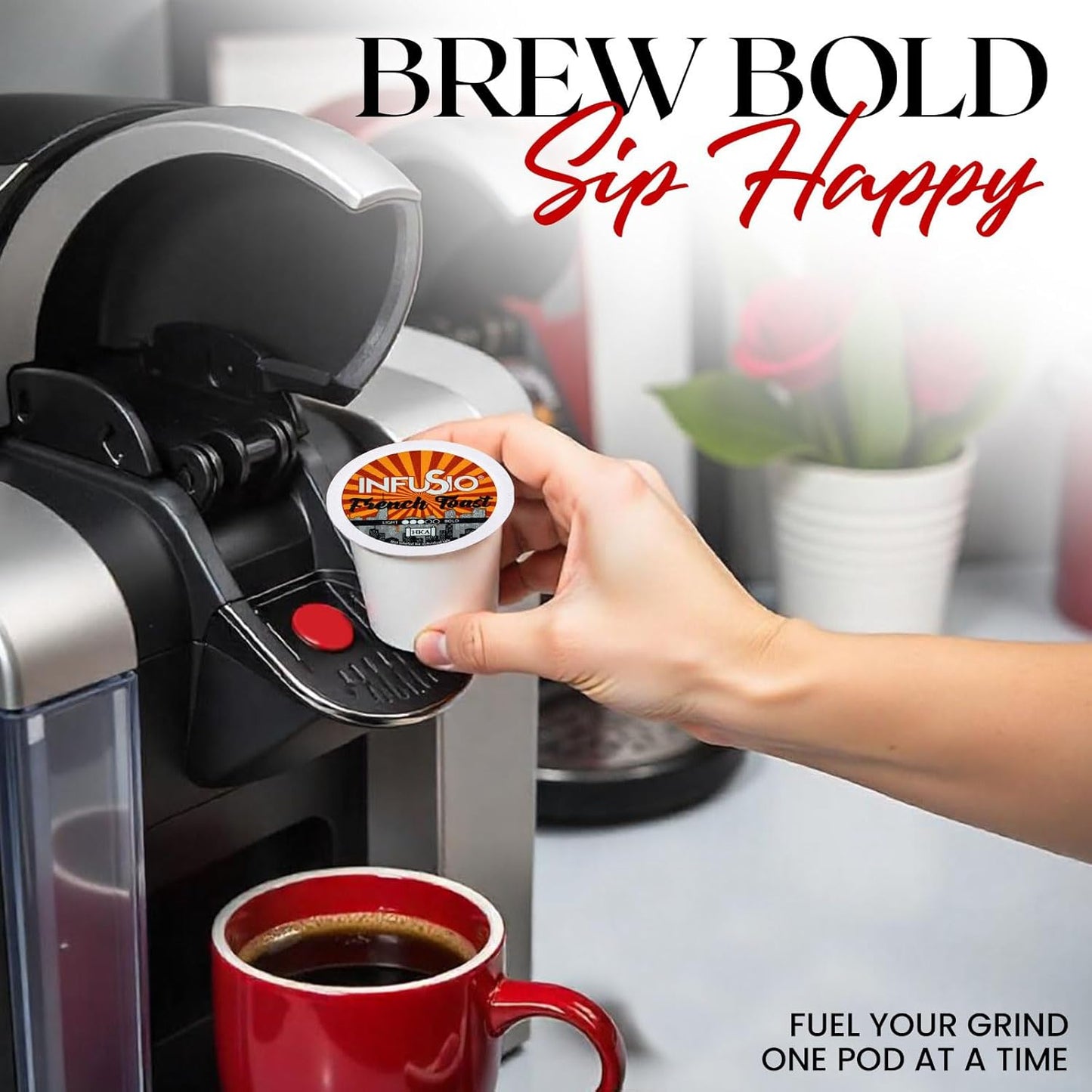 InfuSio Coffee Pods 96 Count French Toast Medium Roast Single Serve Coffee Pods for Keurig K Cups Brewers - InfuSio Premium Roasted Keurig 2.0 Compatible