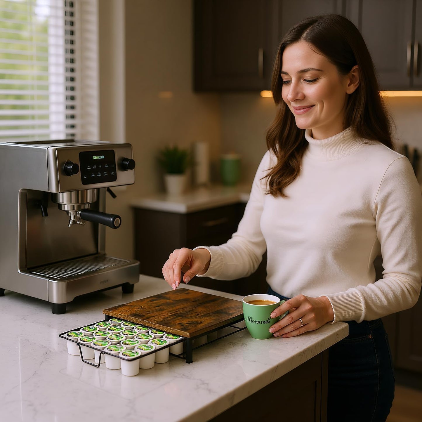 K Cup Holder Organizer, Coffee Pod Drawer Holder Capsule Storage Organizer Single Layer Sliding Storage Drawer, 30 Large Capacity, Home Office Cafe Counter