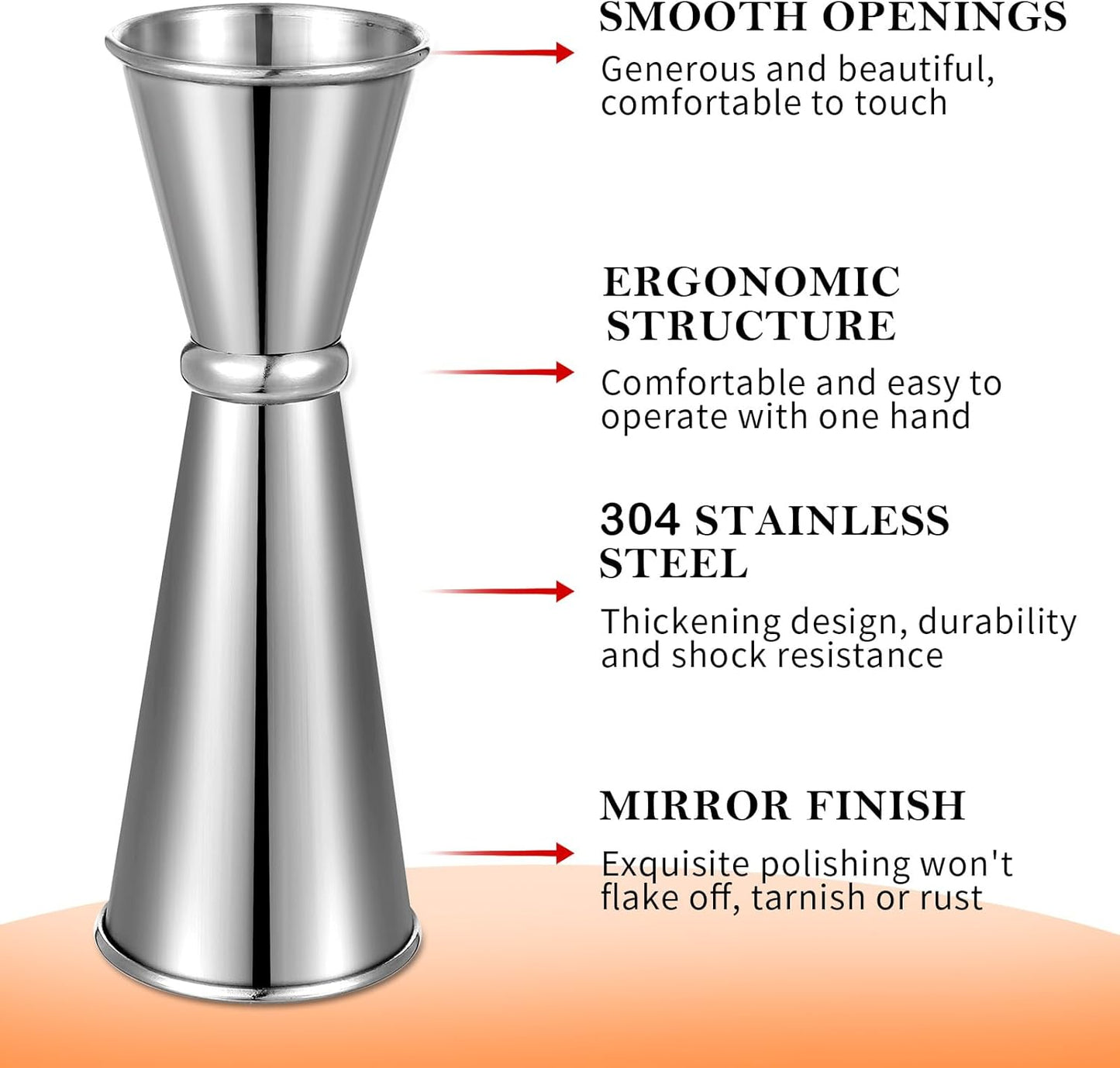 9 Pieces Jigger for Bartending Cocktail Jigger 2 oz 1 oz, 304 Stainless Steel Shot Glass Measuring Cup Shot Measure Jigger Double Jigger for Bartender Bar Supplies