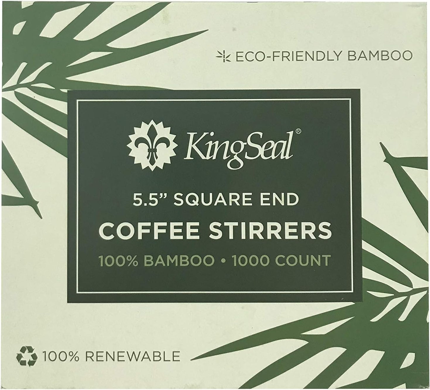 1000 Count | KingSeal Bamboo Coffee Stir Sticks, 5.5 inches, Square End, Stronger and Thicker Than Standard Wood, 100% Renewable and Biodegradable - 1 Box of 1000 Stirrers