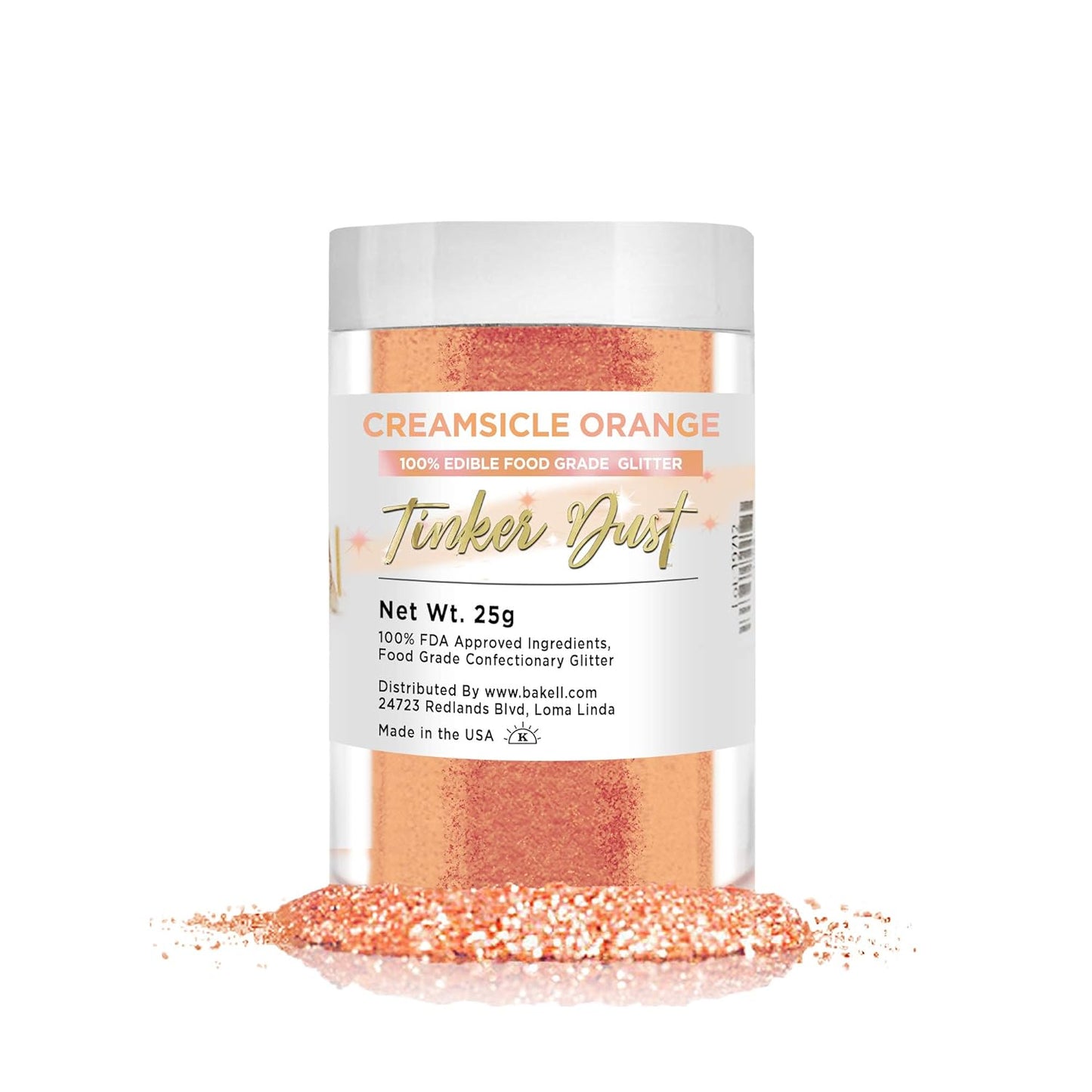 Creamsicle Orange Tinker Dust - (25g 1x Jar) | Add a Sweet Touch to Your Delicacies, Drinks and Desserts with Edible Glitter!