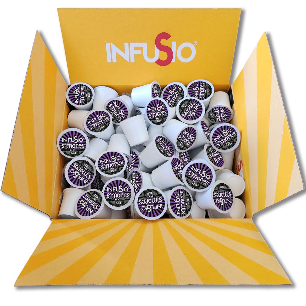 InfuSio Coffee Pods 96 Count S'mores Medium Roast Flavored Single Serve Coffee Pods for Keurig K Cups Brewers - InfuSio Premium Roasted Keurig 2.0 Compatible