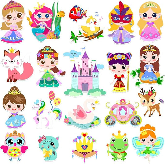 Window Clings Stickers for Kids Window Gel Clings Decals Thick Gel Clings Toddlers and Adults Classroom Home Nursery Airplane Birthday Party Supplies (Princess1)