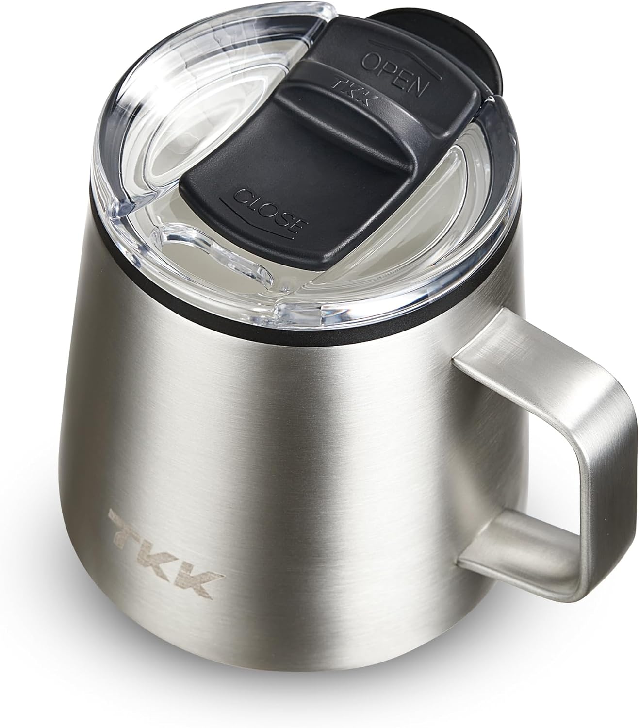 TKK 12 oz Insulated Coffee Mug with Handle Ceramic Coating Detachable Slider Lid Stainless Steel Tumbler Double Wall Vacuum Travel Cup