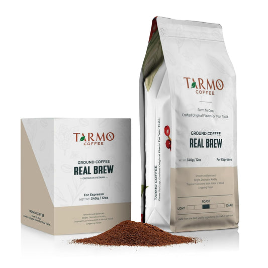 TARMO - REAL BREW | Low Acid 100% ARABICA Ground Coffee | Specialty Vietnamese Coffee | Single Origin Medium Roast | Coffee Ground 12 Oz Bag