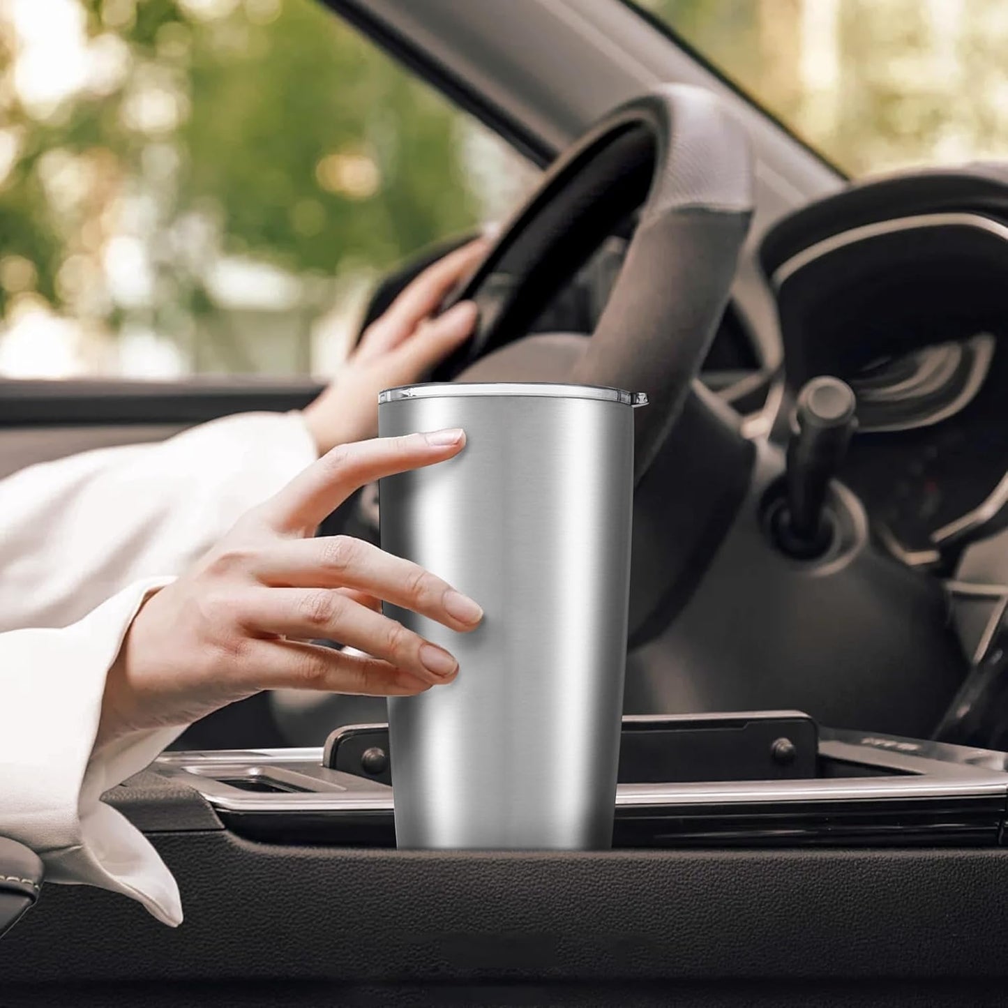 20 oz Tumbler with Lid Stainless Steel Double Wall Vacuum Insulated Tumblers Powder Coated Cups Travel Mug Keep Drinks Cold and Hot, Stainless Steel