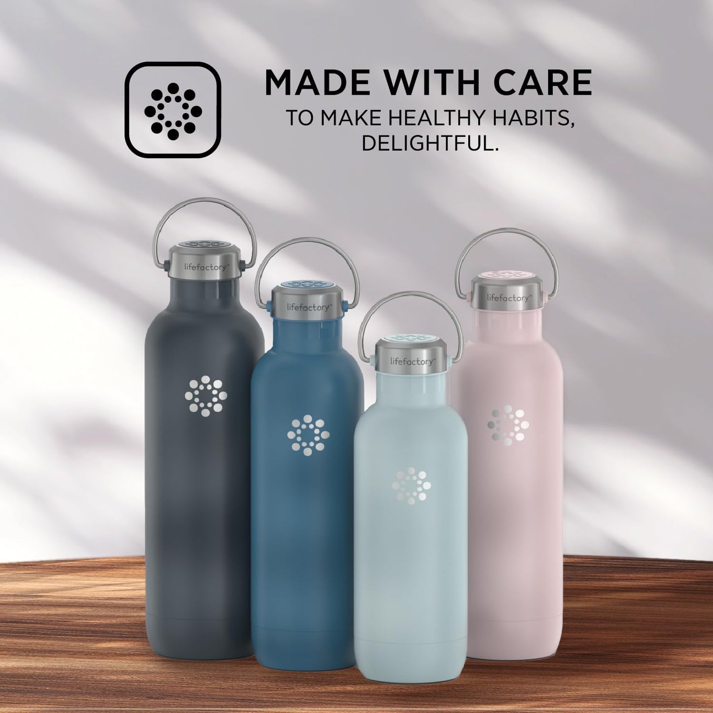 Lifefactory 16-Ounce Stainless Steel Vacuum-Insulated Sport Bottle, Dark Denim