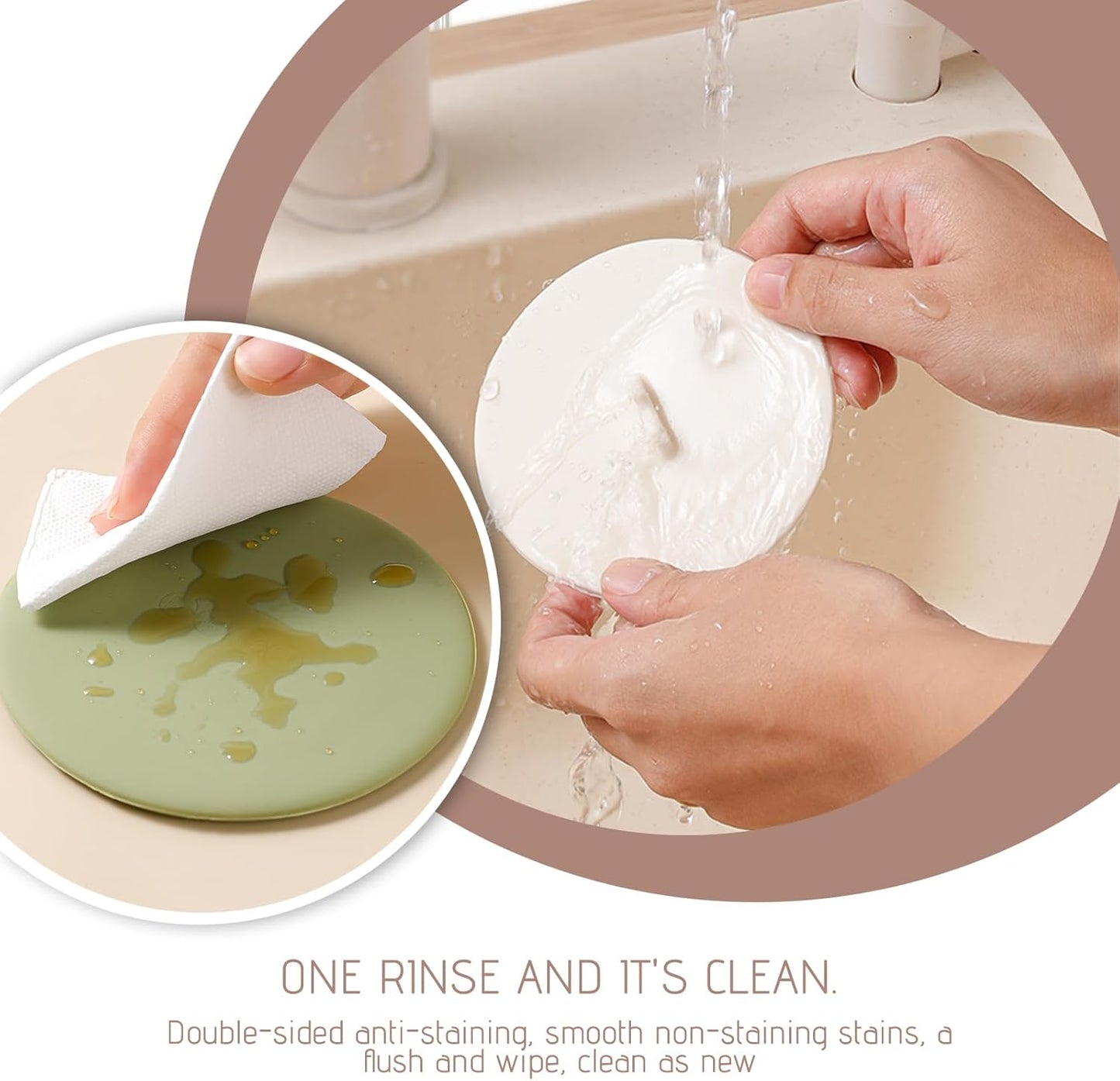 Silicone Cup Lids Silicone Cup Covers 6color Design, Food Grade Anti-dust Airtight Seal Lids for Mugs, Tea Cups, Coffee Cup 6pcs (Br+Ye+Wh)