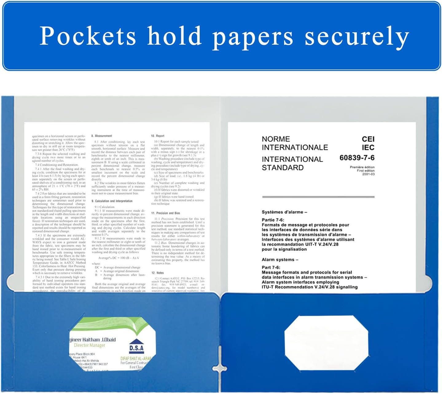 Zzrywuty File Folders with Pockets Letter Size, 100-Pack Paper Folders with Card Slot, Two Pocket Folders for School Students, Businessmen, Home and Office Workers（Blue）