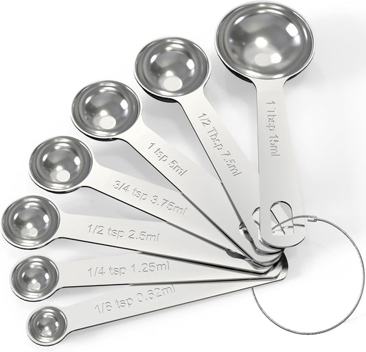 TILUCK Stainless Steel Measuring Spoons Set,Coffee Scoop Spoon,Kitchen Gadgets for Cooking & Baking,Set of 7