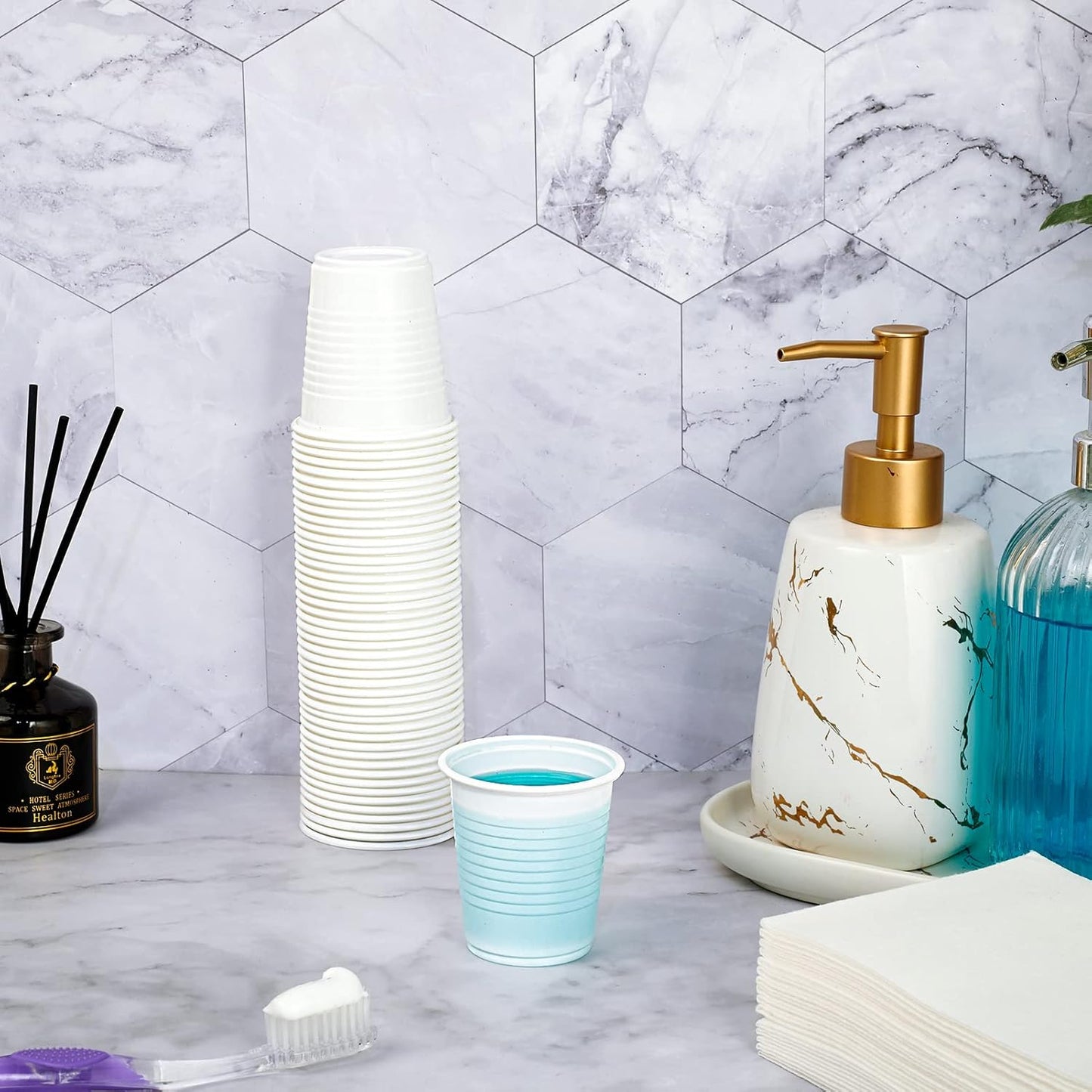 Lilymicky 2000 PACK 3 oz White Plastic Cups, 3 Ounce Disposable Plastic Bathroom Cups for Tasting, Drinking
