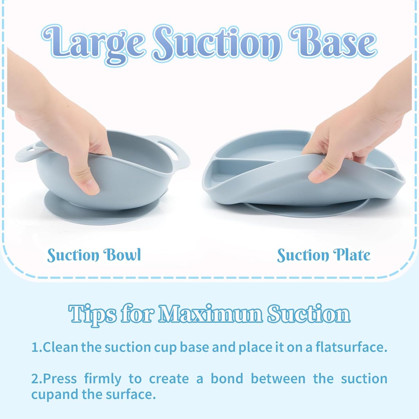 Silicone Baby Feeding Set 10 Pcs, Baby Led Weaning Supplies, BPA Free, Blue