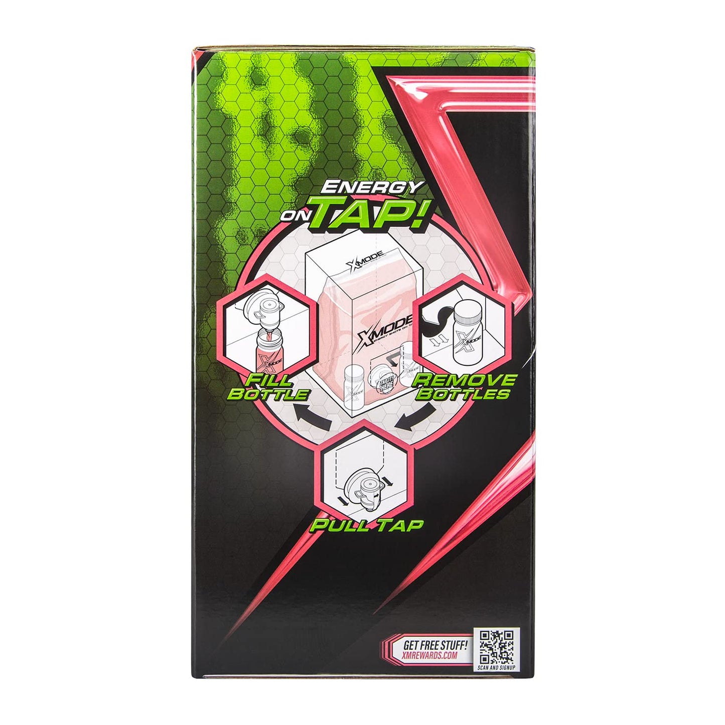 XMODE Energy Shots on Tap (Watermelon Slyce Flavor) – 100 Serving Dispenser with Refillable Bottles for On-Demand Energy at 150mg Caffeine Per Oz