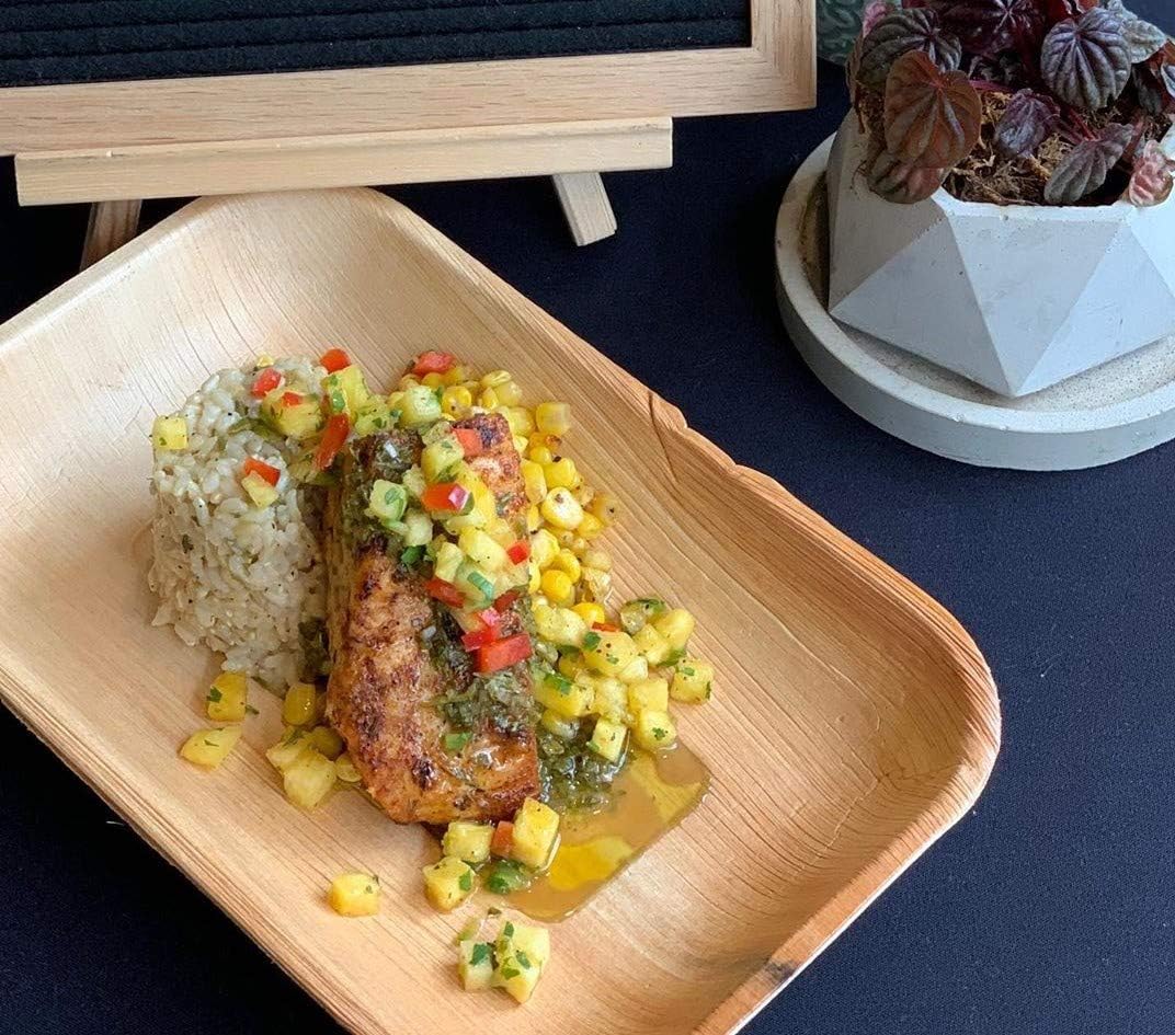 Charity Leaf Eco-Friendly Palm Leaf Trays - 9"x6" (25-Pack) | Elegant Bamboo-Inspired Platters | Premium Quality, Biodegradable | Perfect for Weddings, Catering, Events | Disposable Yet Chic