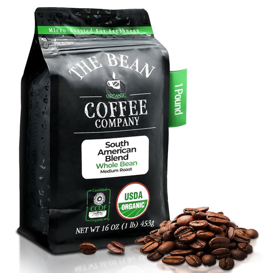 The Bean Organic Coffee Company South America, Medium Roast, Whole Bean Coffee, 16-Ounce Bag