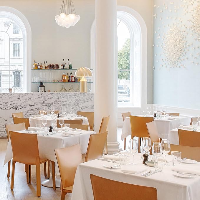 sancua 8 Pack White Tablecloth 60 x 84 Inch, Rectangle Table Cloth for 4ft Tables - Stain and Wrinkle Resistant Washable Polyester Table Cover for Dining Wedding Banquet Party Buffet Restaurant