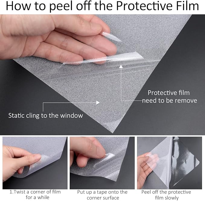 HIDBEA Frosted Window Privacy Film Heat Control UV Blocking, Static Cling Non-Adhesive Reusable Door coverings for Bathroom Home Office (Frosted 35.4 Inch x 32.8 Feet)