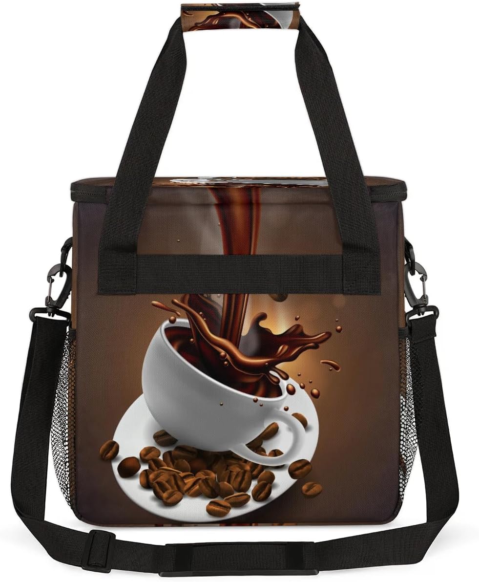 Hot Coffee Print Maker Carring Bag Coffee Travel Carrying Storage Tote Bag Compatible with Keurig K-Mini or K-Mini Plus Portable Single Serve Coffee Brewer Case for K-cup Pods