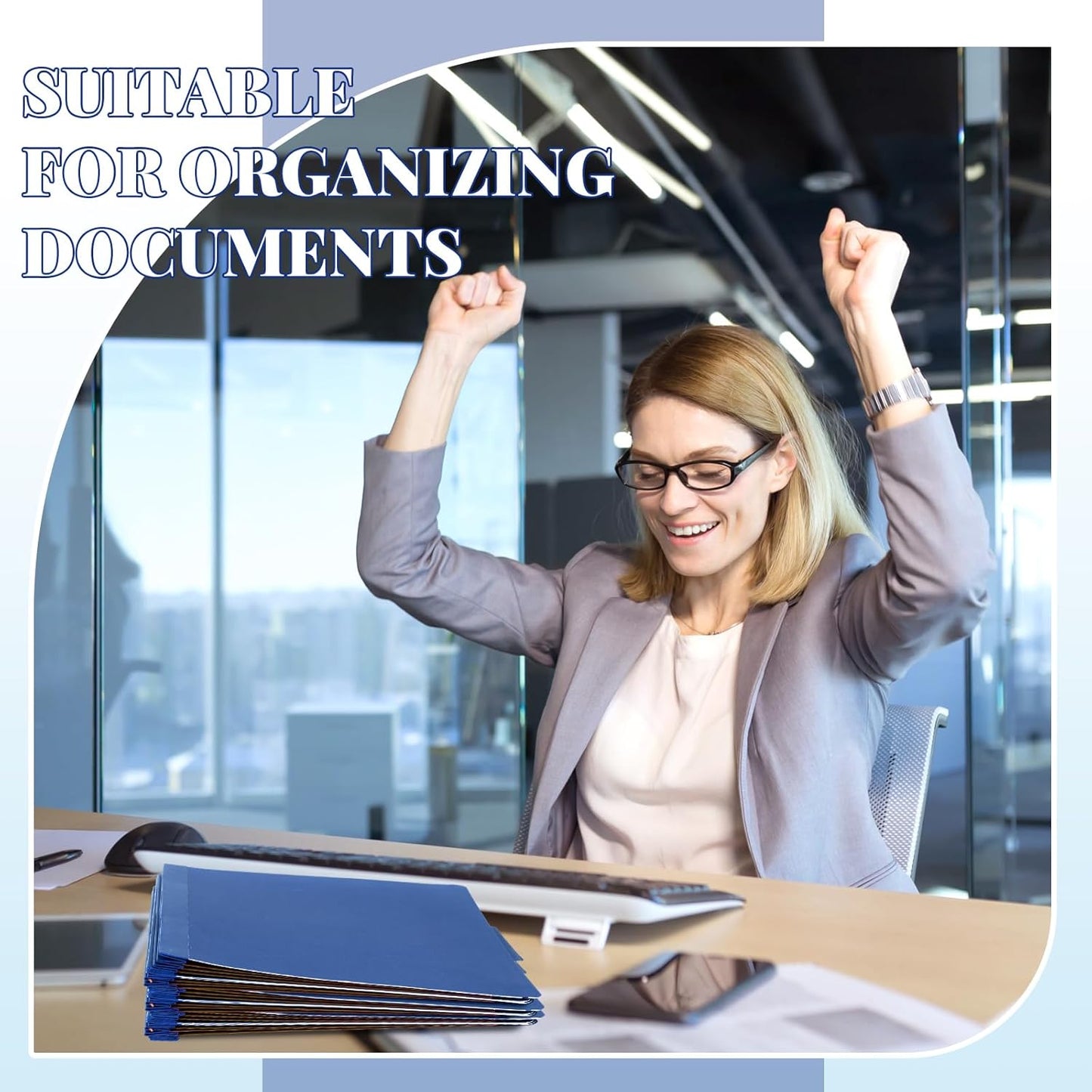 60 Pcs Classification Folders Letter Size, Back to School Supply for Teacher, Student, 3 Dividers Pressboard File Folder Bulk with 2 Fasteners, 3.5 Inch Expanding File Organizer (Dark Blue)